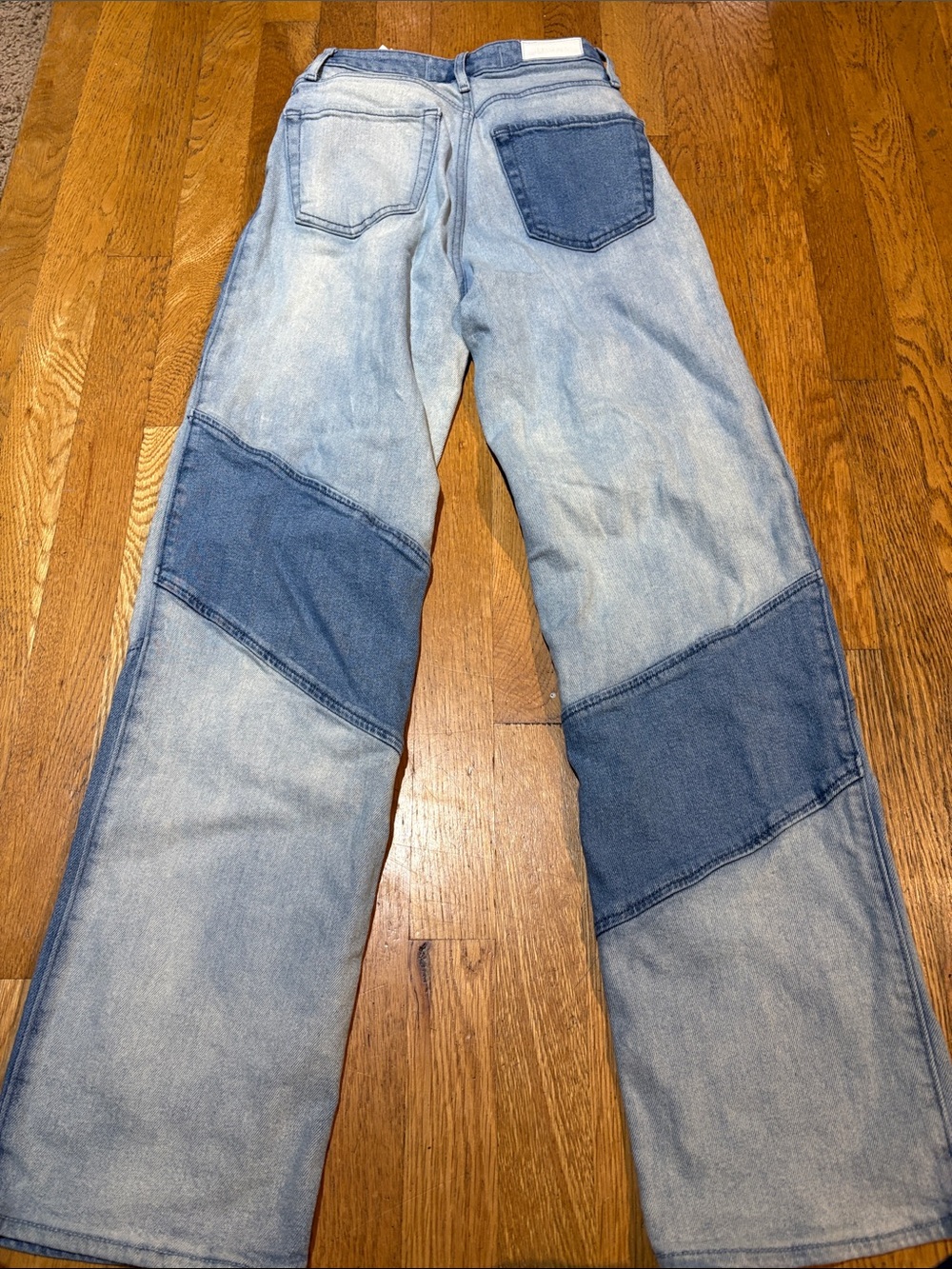 Hollister Two-Tone Patchwork Light & Dark Blue Wide Leg Jeans-24x31 - Picture 4 of 7